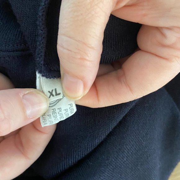 Paul Shark Yachting Men's XL Crew Neck Sweater Navy Blue Maroon Made in Italy - Picture 5 of 12